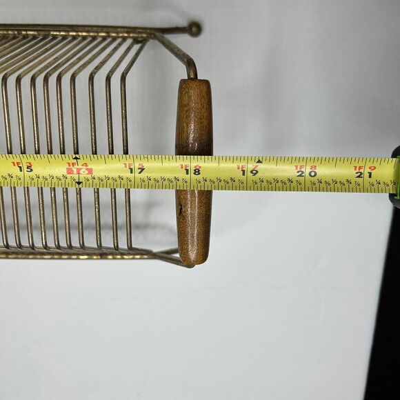 Mid-century modern brass and wood record magazine holder home - Picture 6 of 8
